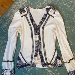 1970s Vintage Patchwork Blouse. Size Small.